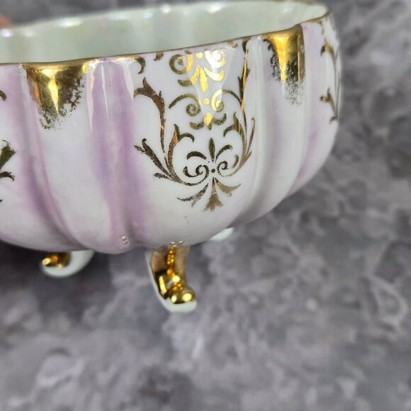 Vintage Royal Halsey Pink Lusterware Cup & Saucer Gold Accents Fluted Body - Picture 14 of 16